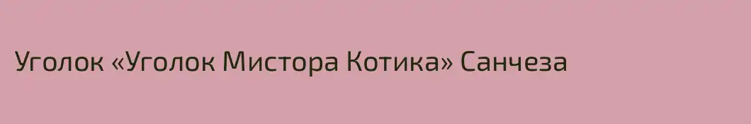 Уголок «Уголок Мистора Котика» Санчеза